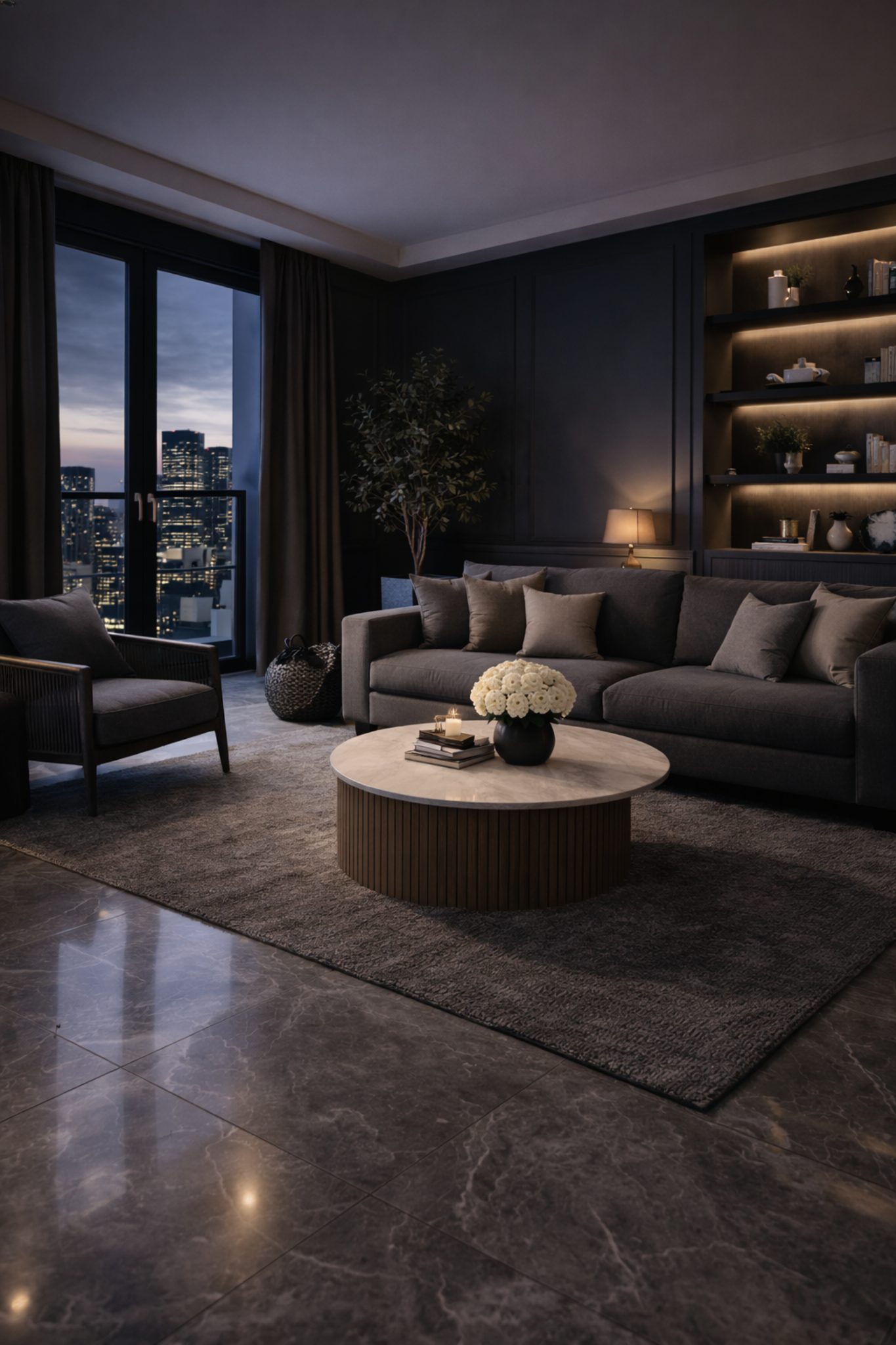 Luxury dark interior space